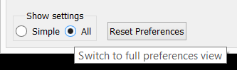 Switch to Full Preferences