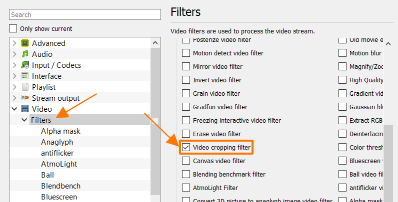 Activating Video Cropping Filter