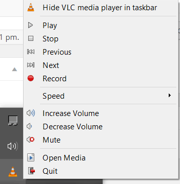 VLC in System Tray