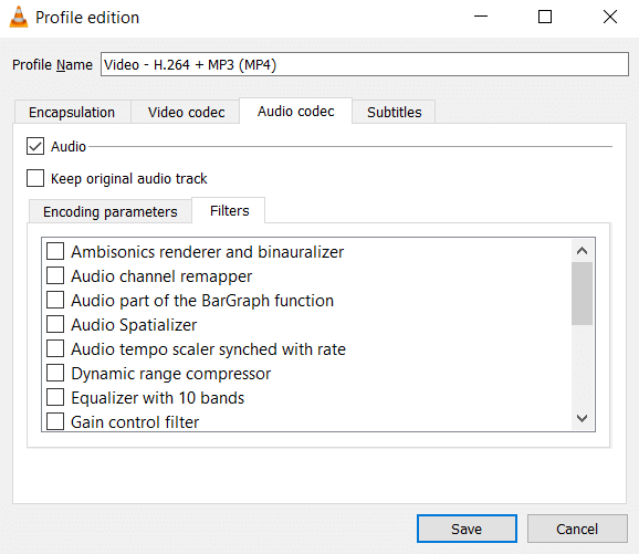Audio Filters in VLC Conversion