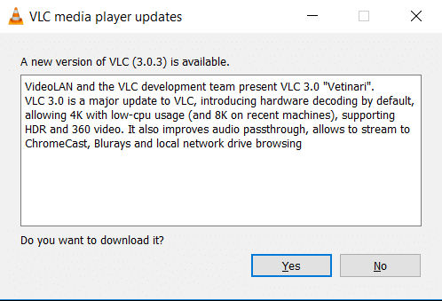 VLC Update Found