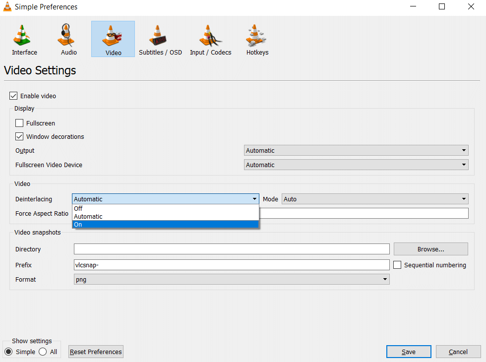 Deinterlacing Videos in VLC Media Player