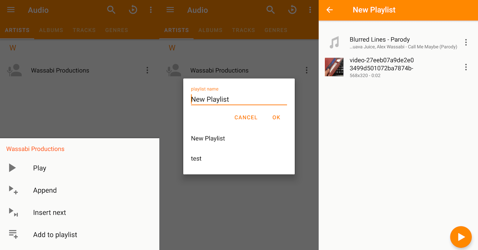 Playlists in VLC Android