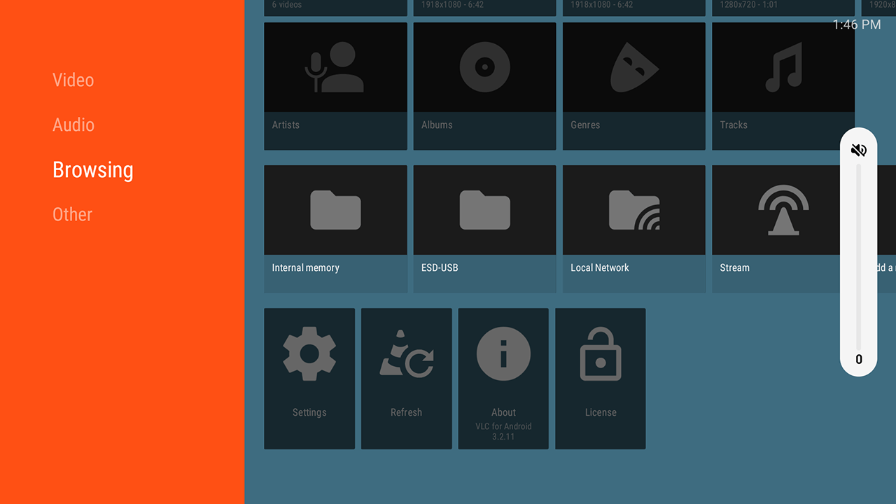 Browsing in VLC in Android TV